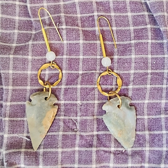 Handmade Jewelry - Hammered Drop Arrowhead Earrings